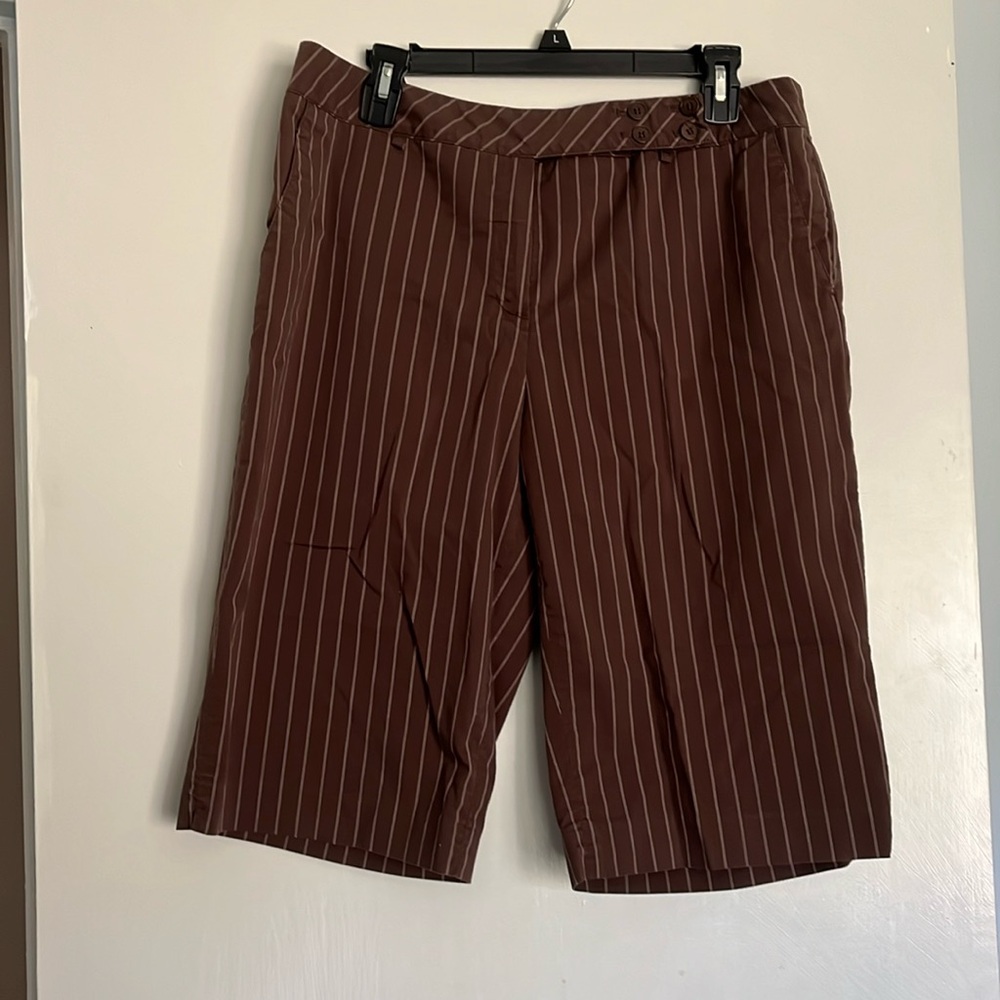 Women’s Capris size 14 by Focus 2000. Brown with white pin stripes